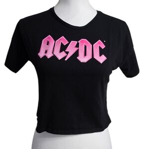 AC/DC Wonder Nation Black and Pink Crop Top